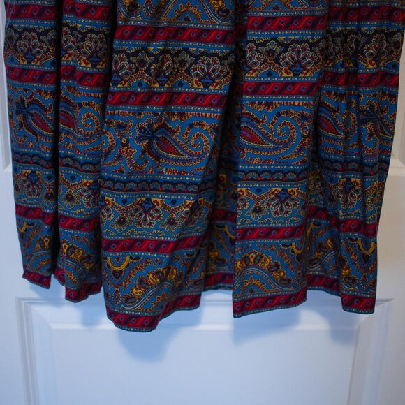 VTG 14 Paisley Midi Skirt Boho Festival Global Mosaic Folk Print | Dark Autumn - Picture 4 of 8